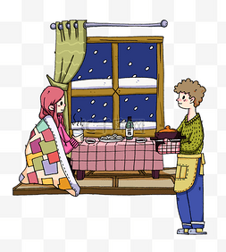 冬至吃饺子插画图片_手绘冬至吃饺子的孩子插画