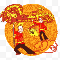 传统新年庆祝项目卡通插画舞龙