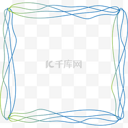 蓝绿藤蔓简约扁平线条边框