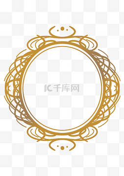 圆形欧式金色花纹图片_金色线条边框相框