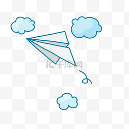纸飞机图案图片_手绘纸飞机云朵装饰
