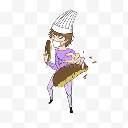 卡通带帽厨师图片_美食卡通帅气男面包师