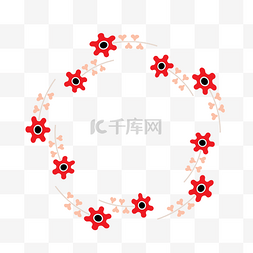 红色花朵卡通边框图片_矢量卡通扁平化红色花朵装饰边框