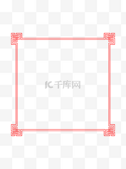 红色中国结线条边框
