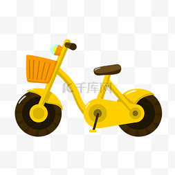 手绘自行车图片_手绘黄色的儿童车插画