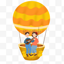 春季旅行海报图片_春天坐热气球旅行的小清新风格情