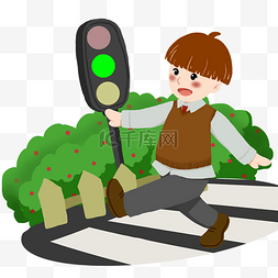 红绿灯的图片_交通安全人行道插画
