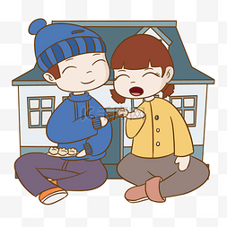 吃饺子的小朋友插画
