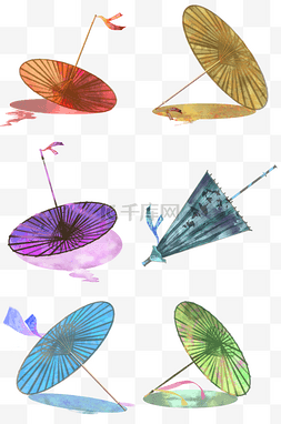 中国风复古水彩油纸伞