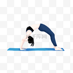 人身体卡通图片_健身拉伸运动锻炼身体下腰扁平风