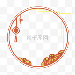 圆形中国元素图片_红色中国结边框插画