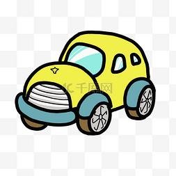 黄色的小汽车手绘插画