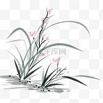 复古水彩中国风兰花