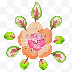 清新花纹装饰图片_手绘噪点插画风格水彩植物水果树