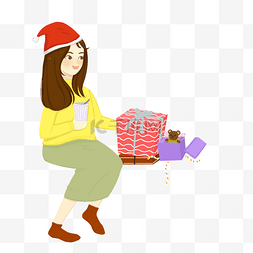 紫色礼盒图片_圣诞节收礼物插画