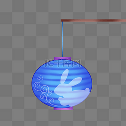 灯笼兔子图片_手绘蓝色圆形灯笼