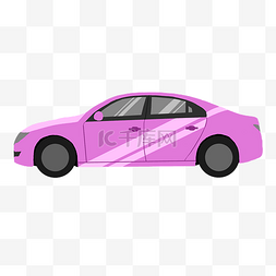 轮胎插画图片_卡通紫色汽车插画