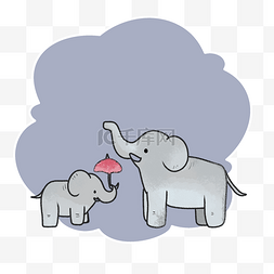 卡通边框素材雨伞图片_灰色的大象边框插画