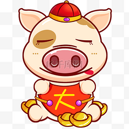 红色喜庆击鼓图片_猪年新年卡通小猪吉祥物