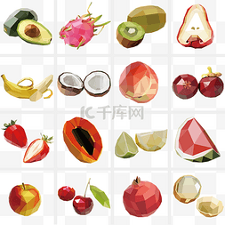 水果桃子矢量图片_手绘几何水果插画
