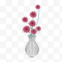 灰色花瓶鲜花