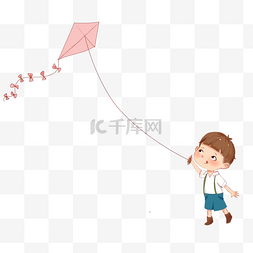 手抄报风筝素材图片_六一儿童节儿童放风筝插画
