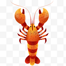 龙虾美食卡通图片_海洋生物红色小龙虾