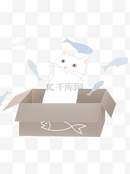 猫咪箱子图片_可爱箱子猫咪装饰元素