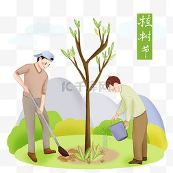 绿色草原花图片_植树节劳动3月12树苗绿色PNG