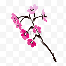 粉色花瓣水墨风插图