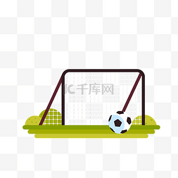 足球杯卡通素材图片_矢量绿草足球网框