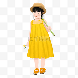 黄色裙子小女孩