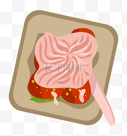 手绘草莓面包插画