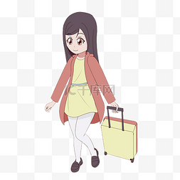 少女旅行图片_手绘春节回家的少女