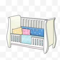 床蓝色图片_白色儿童床