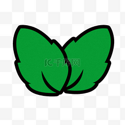 绿色不规则图形装饰图片_手绘绿色植物叶子免抠图