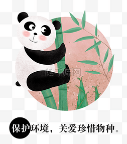 地球环保插画风小动物熊猫