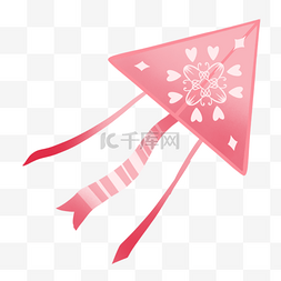 粉色三角形png图片_手绘小清新粉色洋气风筝