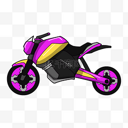 紫色炫酷摩托车卡通插画