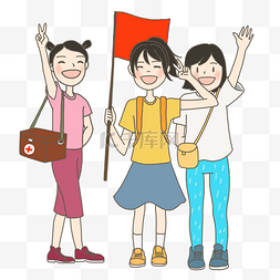 学校组织秋游手绘插画小学生秋游