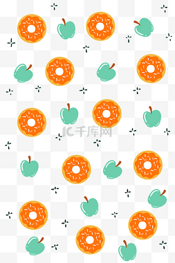 甜甜圈苹果底纹插画