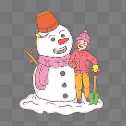 女孩和雪人图片_冬季冬日女孩和雪人