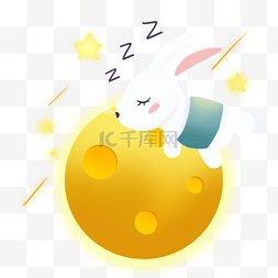 世界睡眠日卡通手绘趴在月亮上睡