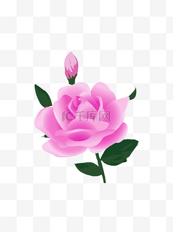 玫瑰水墨图片_手绘玫瑰粉色玫瑰元素