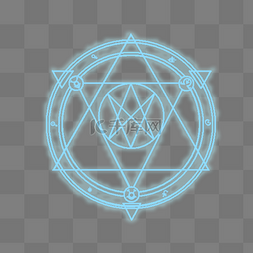 png透明底图案图片_蓝色三星形圆形符文图案PSD透明底