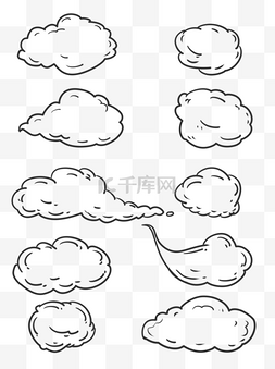 边框黑色简约图片_简约线条手绘云朵白云边框素材可