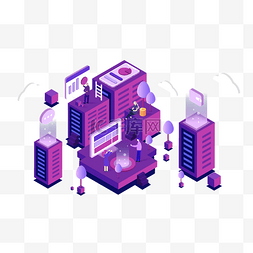 三维建筑图片_三维紫色高科技场景