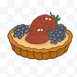 手绘草莓可爱图片_草莓蓝莓塔蛋糕插画