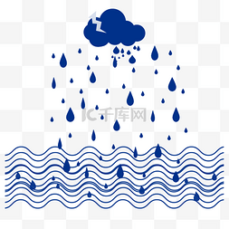 下雨水花图片_蓝色矢量通用海洋装饰图案