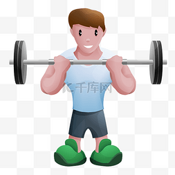 卡通男孩举重器械健身